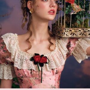 Floral Lace Pink Mini Dress